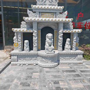 潍坊芝麻白中国黑石材套墓 花岗岩墓碑
