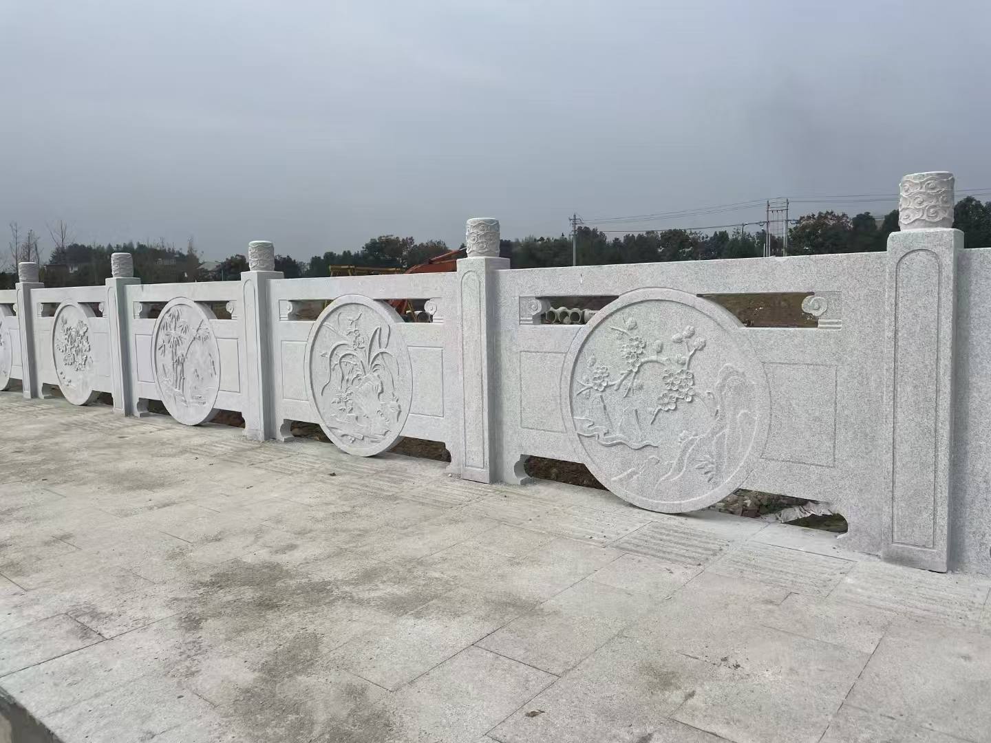 潍坊芝麻白河道栏杆 石材栏杆
